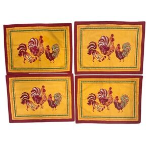 Retired Williams Sonoma Tuscan Rooster Set of 4 Farmhouse Kitchen Table Linens